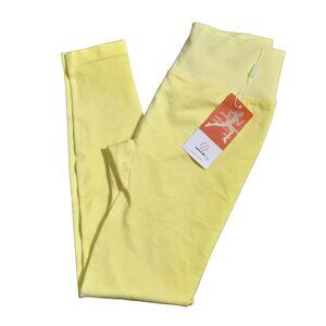 NWT | ABOCIW Yellow High-Waisted Ribbed Leggings | Scrunch Butt | Size 6